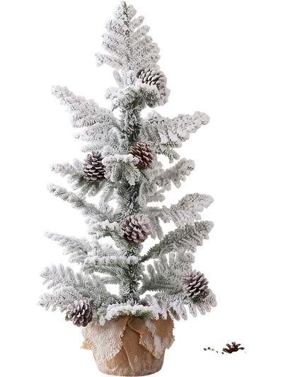 Costway 3' Mini Tabletop Christmas Tree Snow Flocked Palm-Shaped PE Leaves 42199829 New