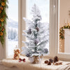 Mini tabletop Christmas tree with snow-flocked PE leaves and pine cones, perfect for festive holiday displays.