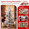 3FT mini tabletop Christmas tree features snow flocked PE leaves, pine cones, and a stable linen-wrapped cement base for festive decor.