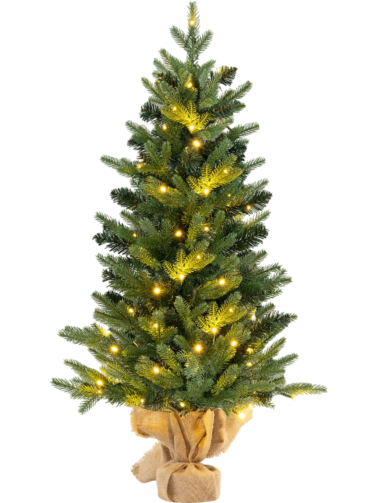 Costway 3' Mini Pre-Lit Artificial Christmas Tree Tabletop Burlap Base 29574683 New