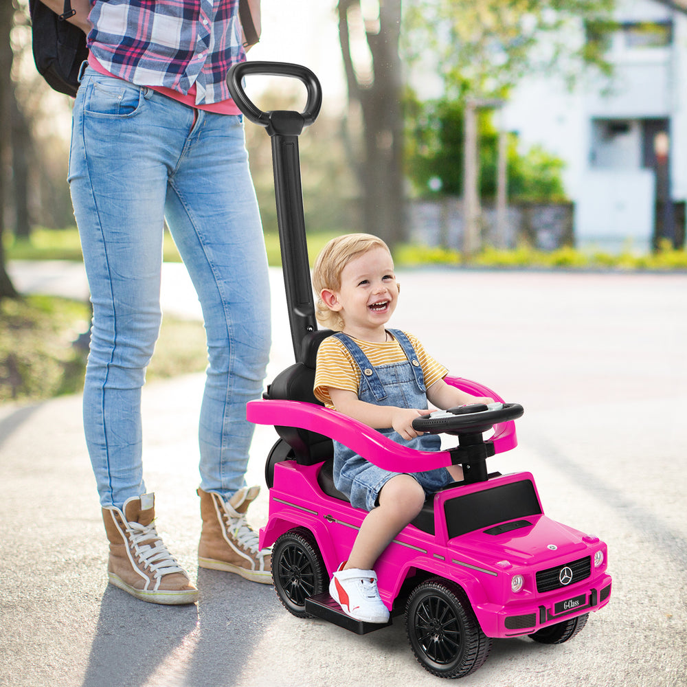 3-In-1 Ride on Push Car Mercedes Benz G350 Stroller Sliding Car with Canopy-Pink - Gallery View 1 of 10