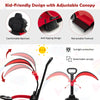 3-in-1 ride on push car with adjustable canopy, anti-tipping design, and retractable footrest for kids aged 1-3.