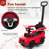 Red Mercedes Benz G350 ride-on push car with steering wheel, horn sounds, and adjustable canopy for kids aged 1-3.