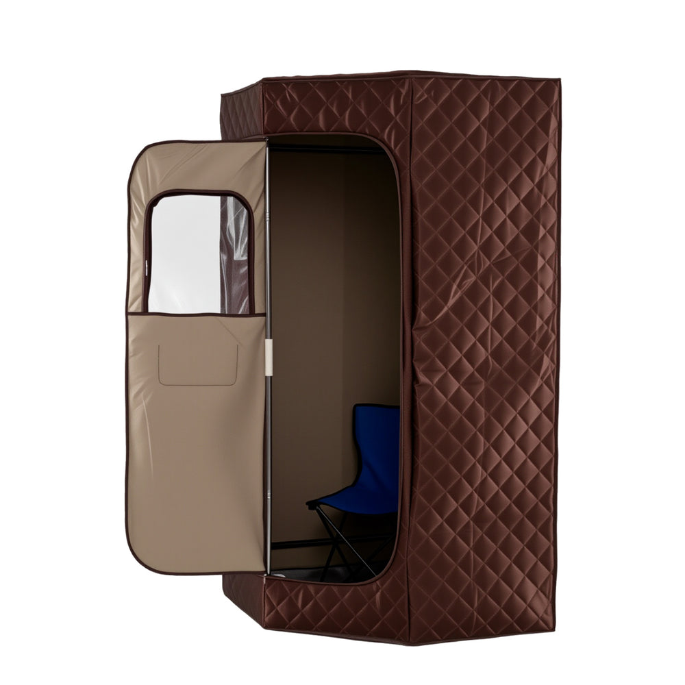 3L Portable Steam Sauna for Home Fast-Heat with 9-Level Remote Control and Folding Chair-Brown - Gallery View 1 of 11