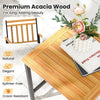Acacia wood tabletop with natural finish, featuring elegant design and splinter-free surface for outdoor patio use.