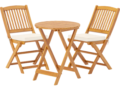 Costway 3-Pc Acacia Wood Folding Patio Bistro Set w/ Cushions 561489723 New