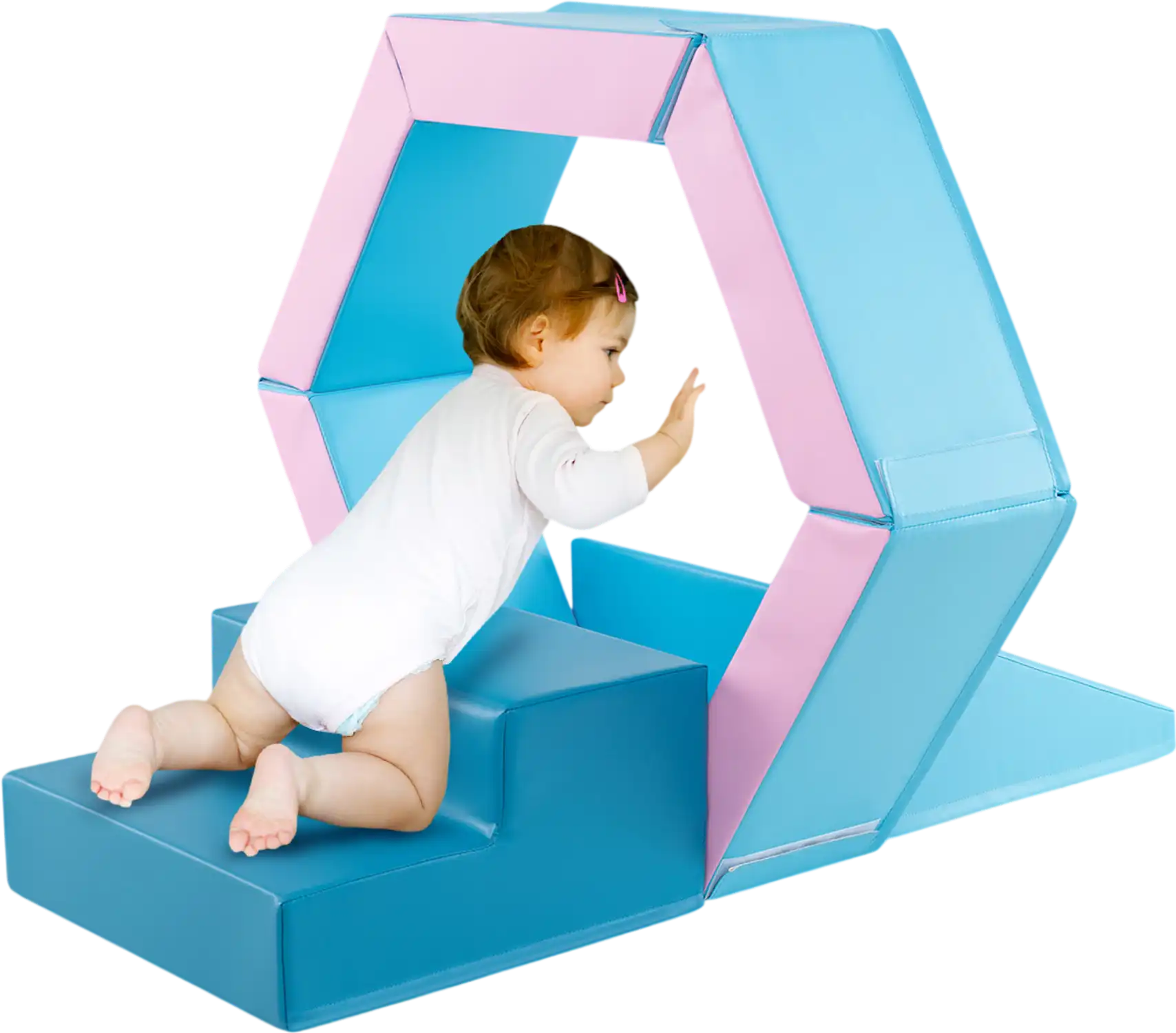 Costway 3-Piece Baby Foam Climbing Blocks Ball Pit Crawl Set Blue 152874693 New