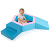 Colorful 3-piece baby foam climbing blocks set with 100 ocean balls, ideal for playrooms and motor skill development.
