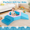Baby foam climbing blocks set in blue with 100 ocean balls, promoting motor skills and coordination for kids.