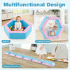 Colorful 3-piece baby foam climbing blocks set with ball pit, crawling tunnel, and obstacle structure for playrooms.