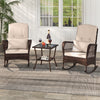 3 Pieces Rocking Bistro Set with 2-Tier Coffee Table-Brown - Gallery View 1 of 10