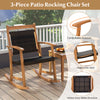 3-piece acacia wood patio rocking chair set with ergonomic design and side table, perfect for outdoor relaxation.
