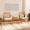 Three-piece patio wood furniture set featuring acacia wood frames and soft cushions, perfect for porch relaxation.