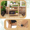 3-tier garden potting bench table with acacia wood frame and marble-like countertop, ideal for backyard or garden use.