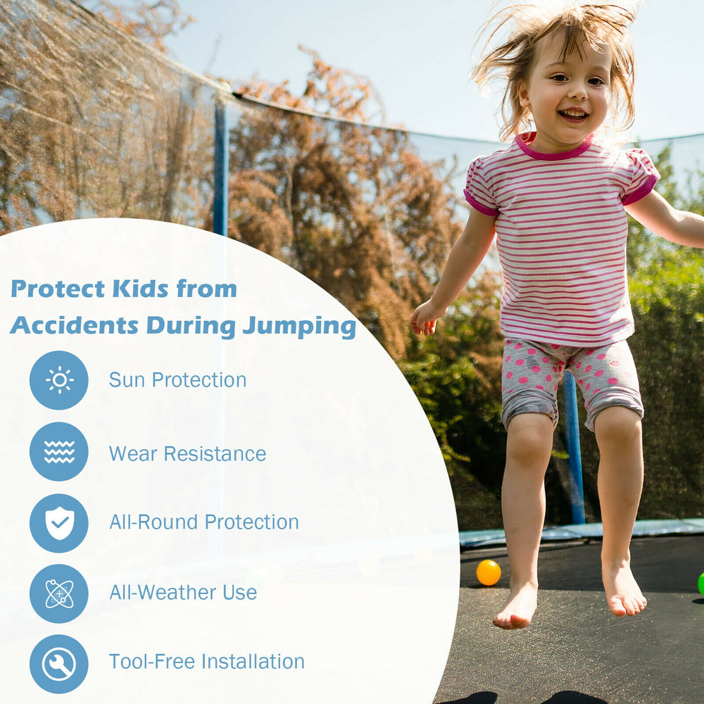 Replacement weather-resistant trampoline safety enclosure net for 8 ft trampolines, ensuring all-round protection and.