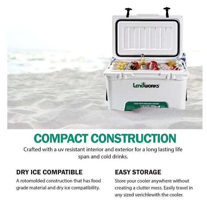 Landworks GUT146 Rotomolded Ice Cooler 11 Gallon 3-5 Day Ice Retention With Bottle Openers New