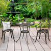 3-piece outdoor bistro set in antique bronze finish with removable ice bucket, perfect for garden or balcony relaxation.