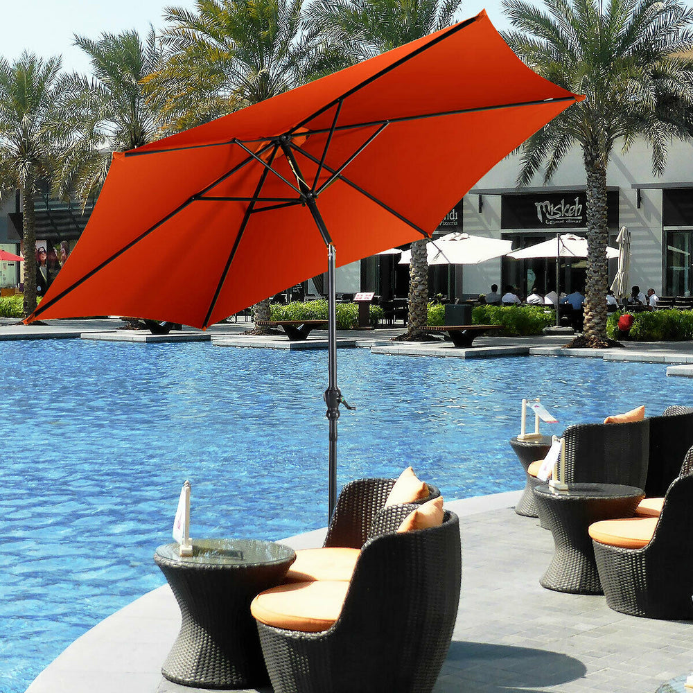 9 ft Patio Outdoor Umbrella with Crank-Orange - Gallery View 1 of 11
