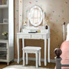 Makeup Dressing Table with Touch Switch Lighted Mirror and Cushioned Stool-White - Gallery View 1 of 12
