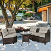 4 Pieces Furniture Patio Set Outdoor Wicker Sofa Set - Gallery View 1 of 12