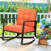 Patio Rattan Rocker Outdoor Glider Rocking Chair Cushion Lawn-Orange - Gallery View 1 of 12