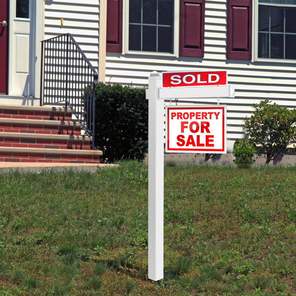 6 Feet Vinyl UPVC Real Estate Sign Post Realtor Yard Sign Post-White - Gallery View 1 of 10