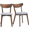 Set of 2 dining chairs with upholstered curved back, rubber wood legs, perfect for living room or dining room use.