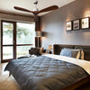 52-inch modern ceiling fan with brushed nickel finish and solid wood blades, ideal for bedrooms and living spaces.