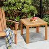 Wooden square patio coffee bistro table in natural acacia wood, perfect for outdoor or indoor use beside chairs or.