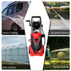 3000 PSI electric high pressure washer in red with hose reel, ideal for vehicle, household, garden, and farm cleaning.