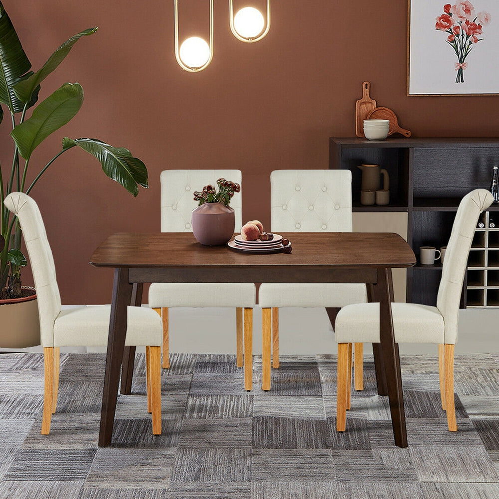 2 Pieces Tufted Dining Chair Set with Adjustable Anti-Slip Foot Pads-Beige - Gallery View 1 of 12