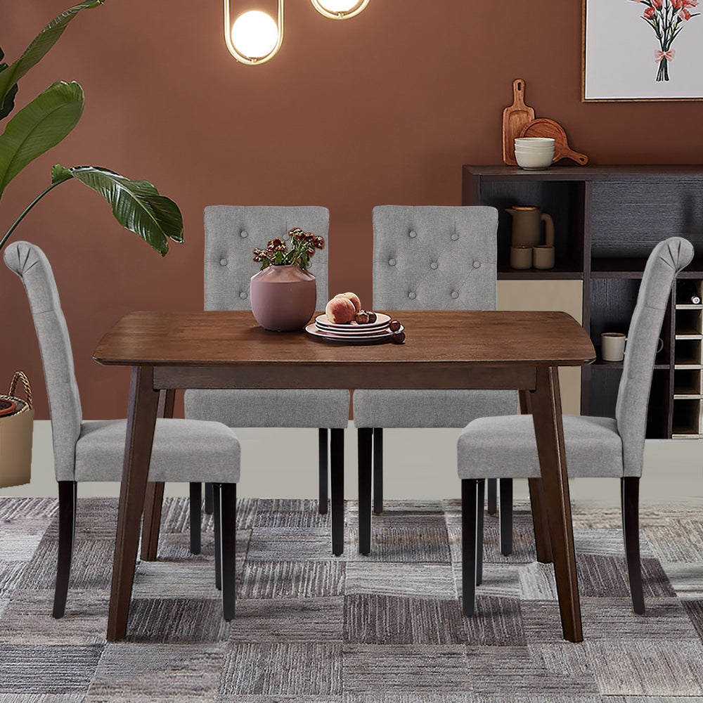 2 Pieces Tufted Dining Chair Set with Adjustable Anti-Slip Foot Pads-Gray - Gallery View 1 of 12