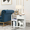 3-tier side table in white with drawer and open shelf, perfect for living room or bedroom storage.