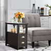 End Table Wooden with 2 Drawers and Shelf Bedside Table-Dark Brown - Gallery View 1 of 11