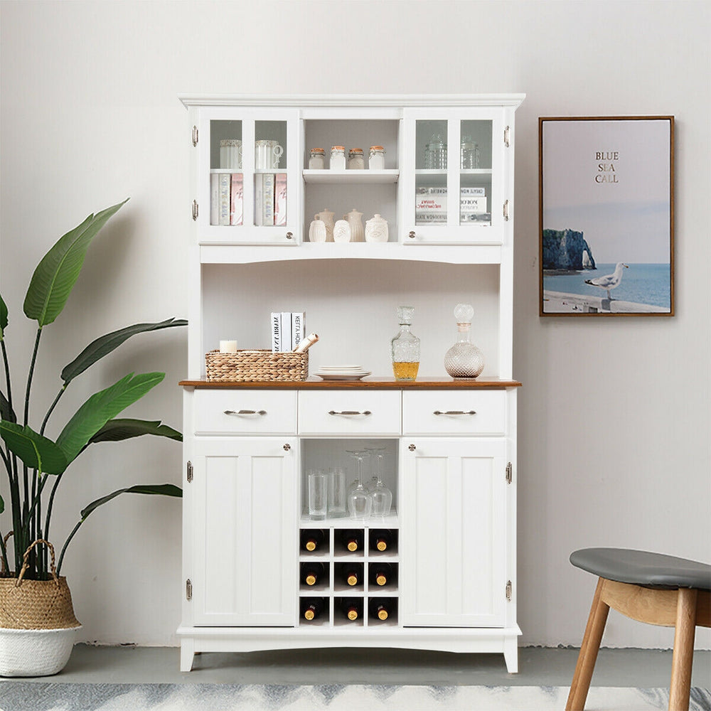 Wood Buffet Hutch Cabinet with 3 Large Drawers - Gallery View 1 of 12