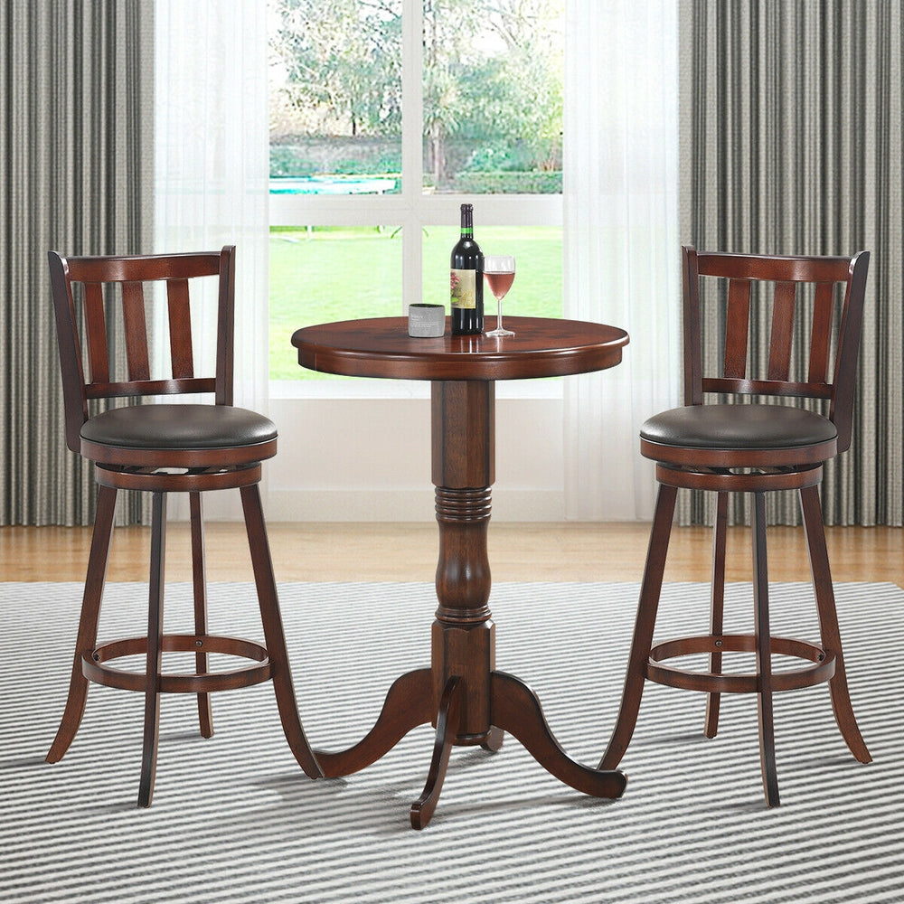 2 Pieces 360 Degree Swivel Wooden Counter Height Bar Stool Set with Cushioned Seat-31 inches - Gallery View 1 of 10