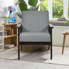 Solid Rubber Wood Fabric Accent Armchair-Gray - Gallery View 1 of 11