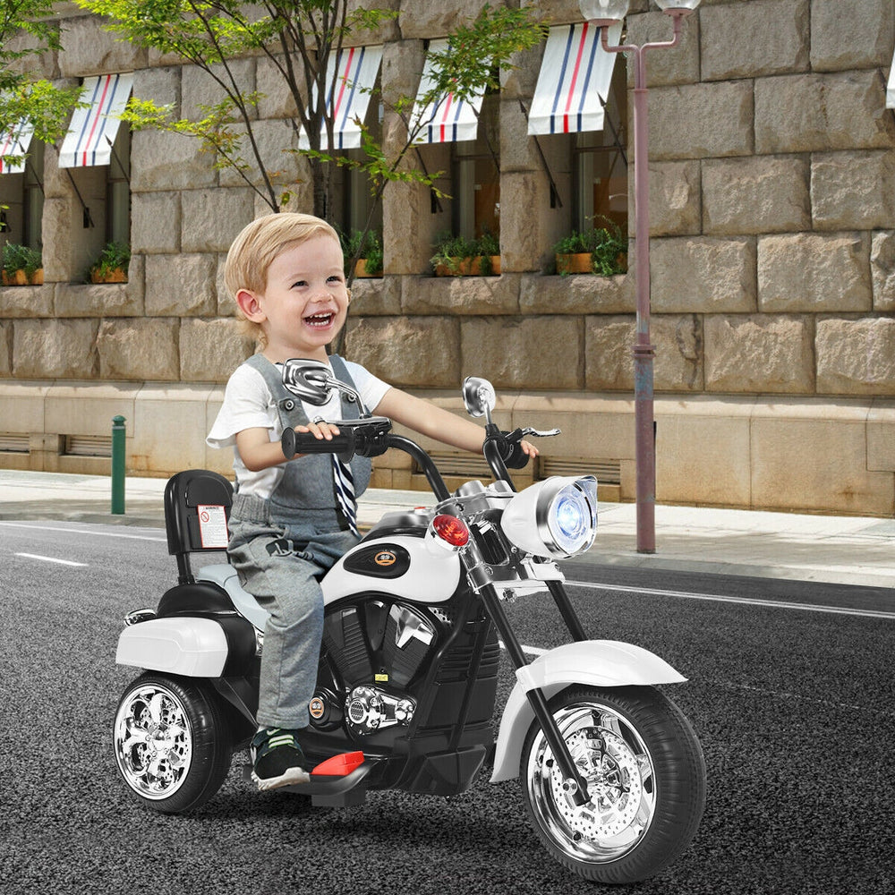 6V 3 Wheel Kids Motorcycle-White - Gallery View 1 of 10
