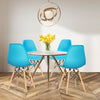 4 Pieces Modern Armless Dining Chair Set with Wood Legs-Blue - Gallery View 1 of 12