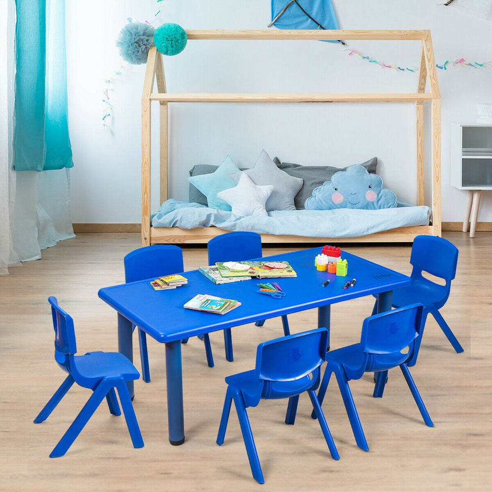 6-pack Kids Plastic Stackable Classroom Chairs-Blue - Gallery View 1 of 12