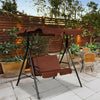 Loveseat Cushioned Patio Steel Frame Swing Glider-Brown - Gallery View 1 of 6