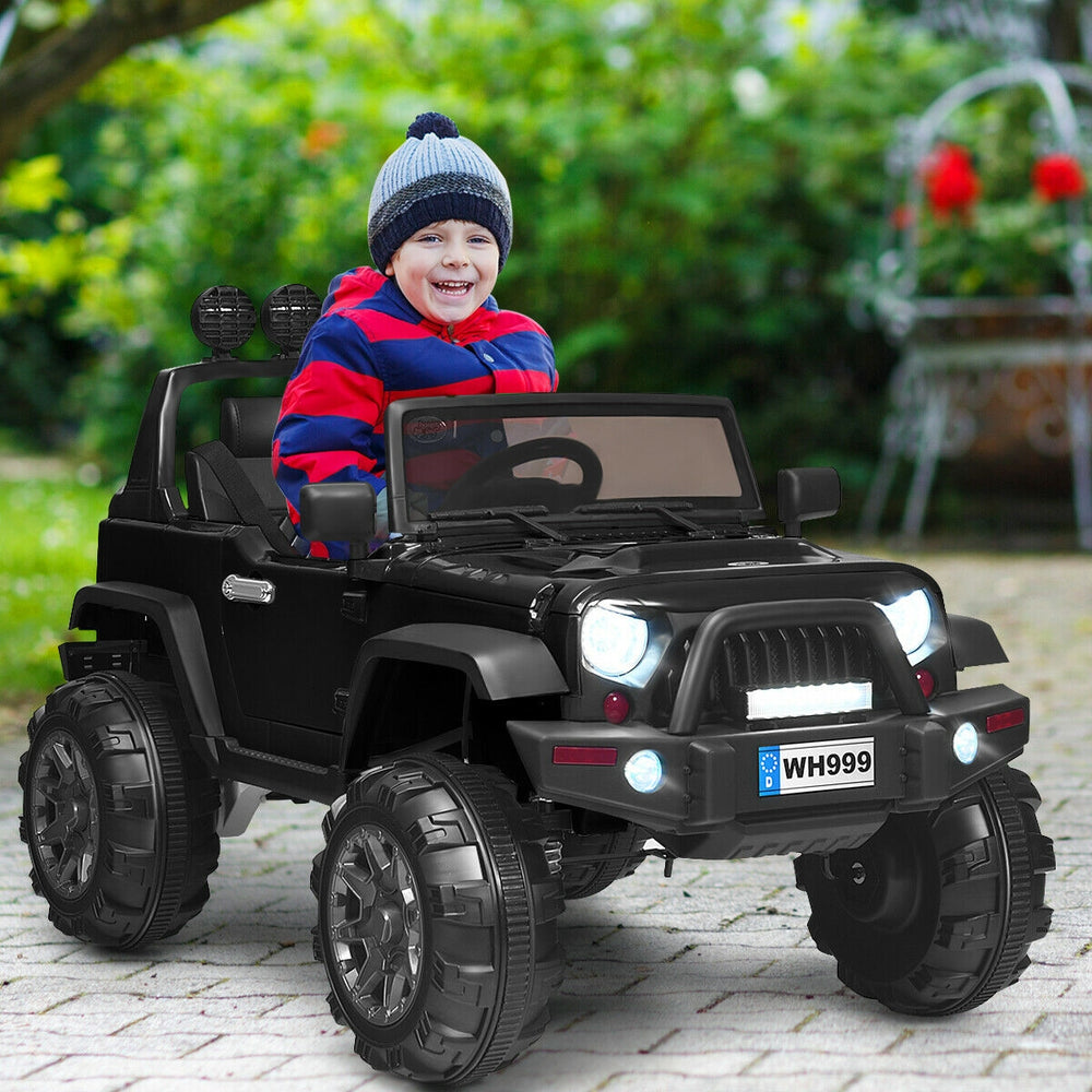 12V Kids Ride On Truck with Remote Control and Double Magnetic Door-Black - Gallery View 1 of 13