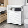 Wood Freestanding Bathroom Storage Cabinet with Double Shutter Door-White - Gallery View 1 of 14