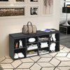 10-Cube Organizer Shoe Storage Bench with Cushion for Entryway-Black - Gallery View 1 of 12