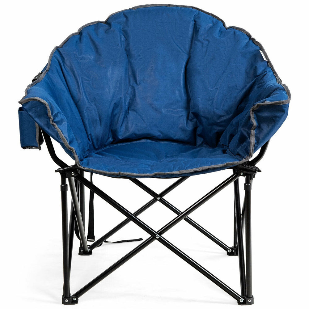 Folding Camping Moon Padded Chair with Carrying Bag-Navy - Gallery View 1 of 1