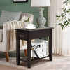 2 Tier End Bedside Sofa Side Table Narrow Nightstand-Espresso - Gallery View 1 of 8