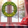 48-inch pre-lit artificial Christmas wreath with 200 LED lights, lush green design, perfect for indoor or outdoor.