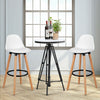 Mid-century barstool set with white PU leather seats and beech wood legs, perfect for dining rooms or home bars.