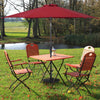 Half round patio umbrella base in antique black finish, designed for stability and durability with ornate flower.