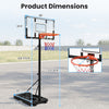Adjustable 3.3-10 feet portable basketball hoop with shatterproof backboard and built-in wheels for easy mobility.